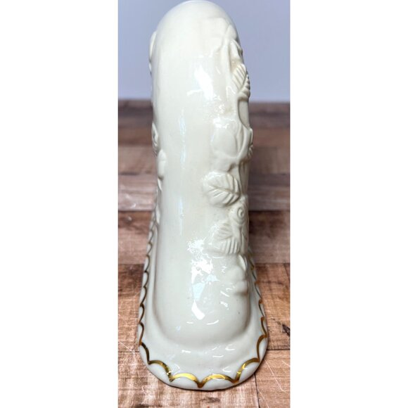 Vintage Ceramic Mantel Clock With Rose Embossed Design & Gold Trim - Picture 4 of 8